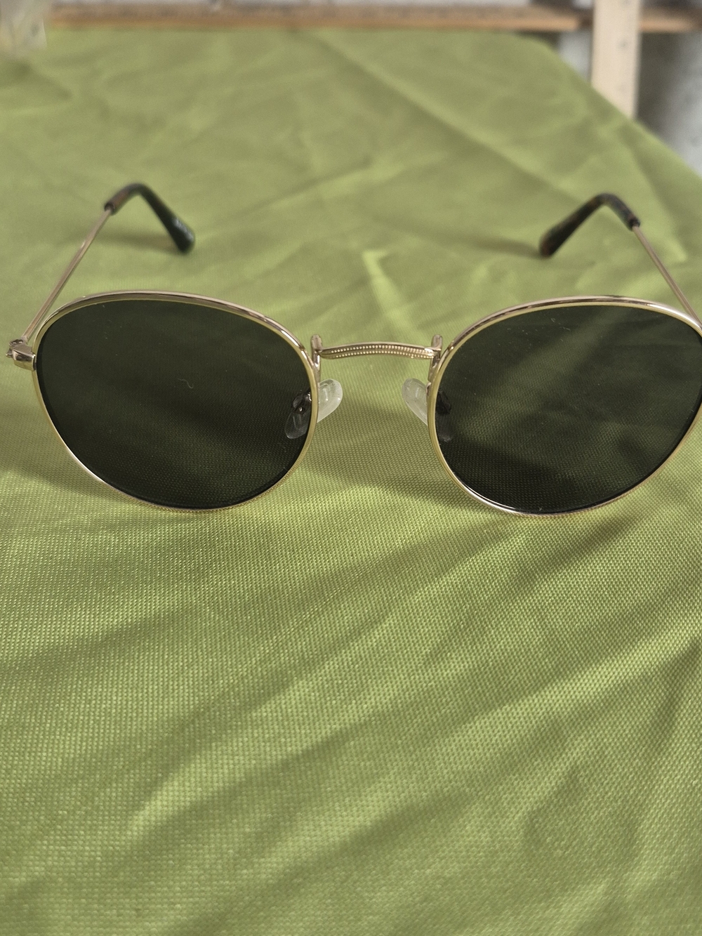 Express Gold Frame Black Lens Round Sunglasses